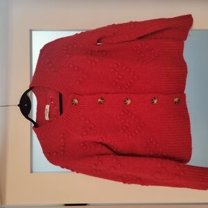 Red Button-Up Women's Sweater